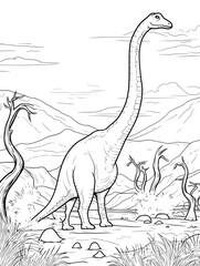 dinosaur coloring book for kids - obrazy, fototapety, plakaty