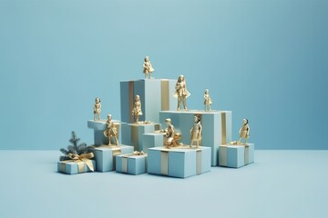 Christmas miniature gift decoration, Generative AI
