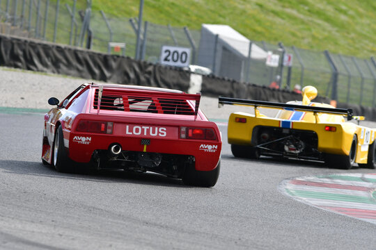 Scarperia, 2 April 2023: Lotus Esprit S1 year 1979 in action during Mugello Classic 2023 at Mugello Circuit in Italy.