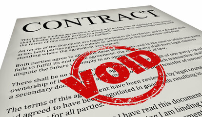 Void Contract End Stop Invalidate Agreement Nullify Terminate 3d Illustration - obrazy, fototapety, plakaty
