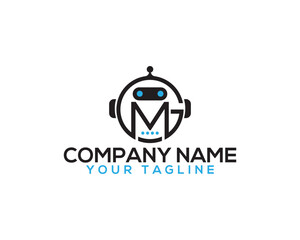Letter MG and GM bot logo design concept. Creative Virtual assistant and Artificial intelligence vector illustration. - obrazy, fototapety, plakaty