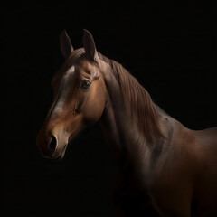 high quality of an realistic illustrated horse in a black background