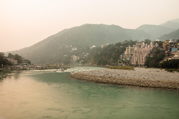 Beautiful Ganges River in Rishikesh, India. Sacred river