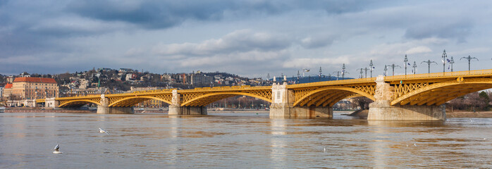 Panorama of Budapest, Hungary, Europe. Danube river and bridges