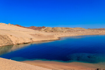 Fototapeta na wymiar View of Barracuda bay in Ras Mohammed national park, Sinai peninsula in Egypt
