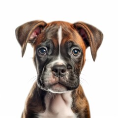 Baby Boxer Breed Puppy Dog Portrait Close Up Generative AI