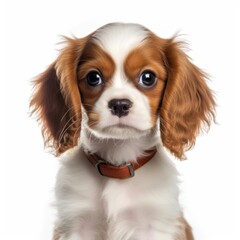 Baby Cavalier King Charles Breed Puppy Dog Portrait Close Up Generative AI