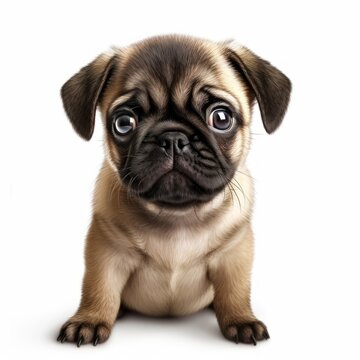 Baby Pug Breed Puppy Dog Portrait Close Up Generative AI