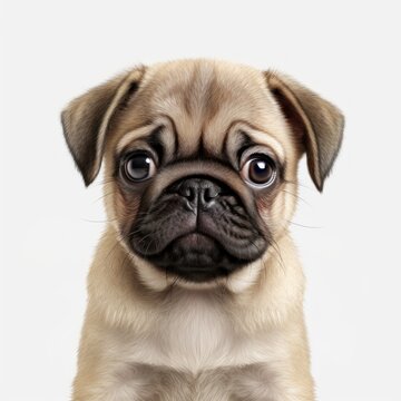 Baby Pug Breed Puppy Dog Portrait Close Up Generative AI