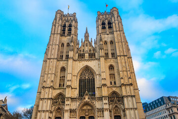 Fototapeta na wymiar St. Michael and St. Gudula Cathedral in Brussels, Belgium