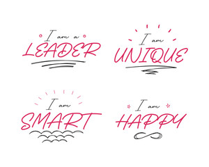Positive lettering phrase set. Simple design and easy edit.