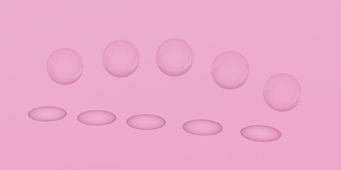 Soap bubbles on pink background. Abstract. 3d rendering