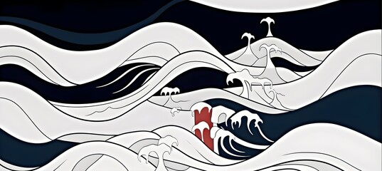 Japanese Wave Illustration Background