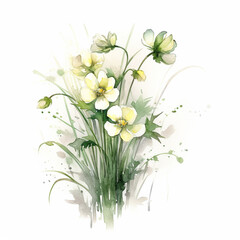 Obraz premium Floral bouquet in watercolor finish with white flower petals