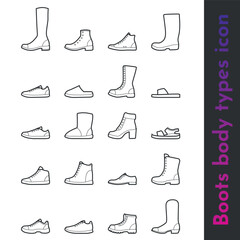 Vector line icon of type shoes and boots for online shop