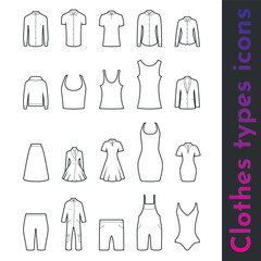 Clothes types icon for web and online shop in vector line