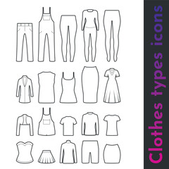 Line vector of clothes wear set for online store shop and web