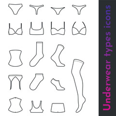 Set of lingerie and underwear line vector pack for online store shop and web
