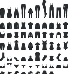 Big pack clothes, underwear, lingerie and hats editable for websites and online store shop vector line set