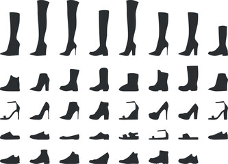 Big set of shoes and boots type line icon vector for online store