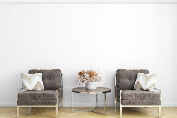 white wall in interior design scene for frame with art