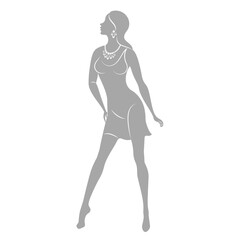 Silhouette of a woman in style. The girl is slender and beautiful. Lady is suitable for aesthetic decor, posters, stickers, logo. Vector illustration.