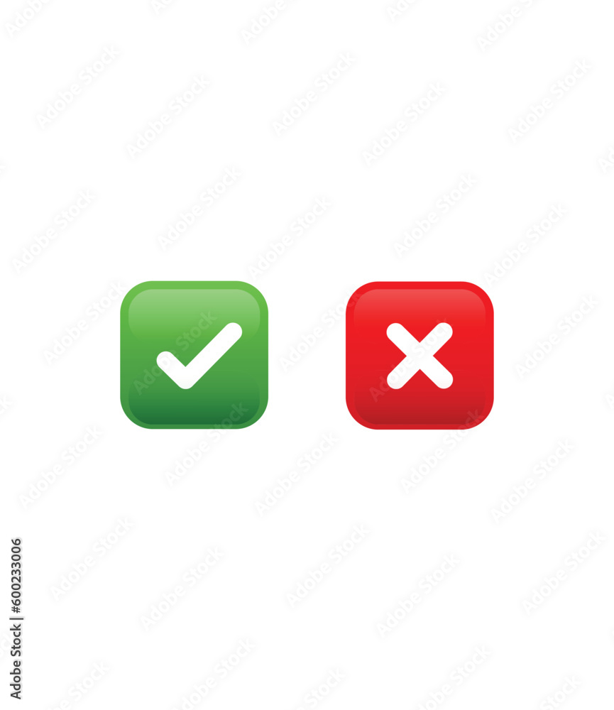 Poster green and red agree and disagree button design. approve and cancel button design. vector illustratio