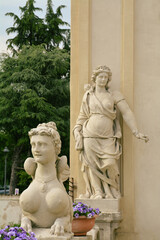 Fototapeta na wymiar Statues in the garden of Villa Arconati Bollate, Milan, Italy