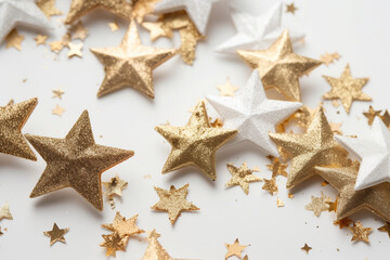 Stars Scattered On A White Background