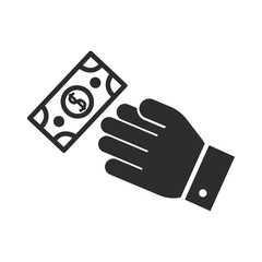 money in hand icon, get salary, flat vector illustration