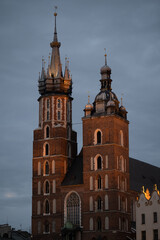 Cracow, the old town in the evening.