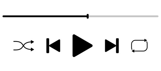 Music player vector. Media player buttons for music app