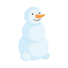 Cute snowman, winter season symbol cartoon vector illustration