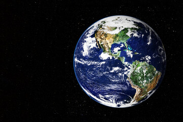 Planet Earth from outer space, on a dark background.