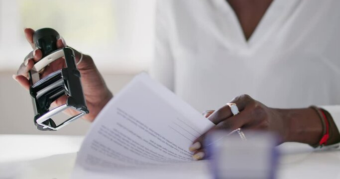 Notary Stamp On Contract Paper Or Certificate