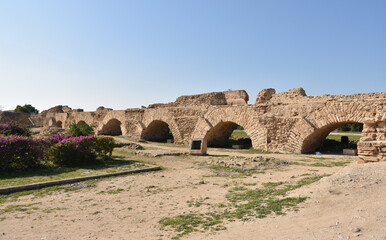 Fototapeta na wymiar Wide View of Carthage Roman Aqueduct Ruins 3