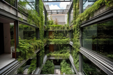 Living walls, roof gardens, sunrooms and spaces that transition from interior to exterior. Generative AI