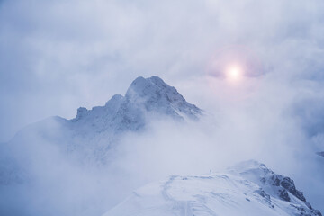 Fototapeta na wymiar Winter sunset over a mountain range
