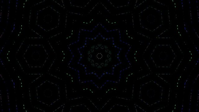 Abstract background moving stripes and flashing with shining light dots. Animation with circles	