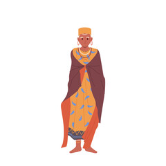 Beautiful adult African woman dressed in traditional clothes and headwear vector illustration