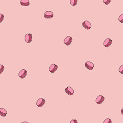 Vector abstract pink macarons repeating pattern background.