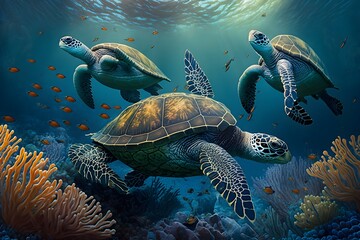 Obraz premium Realistic animals in the nature. AI art.