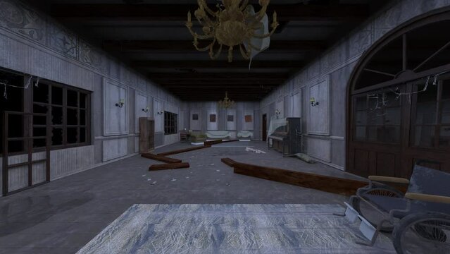 廃墟の荒れた室内