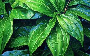 Green leaves background, generative ai