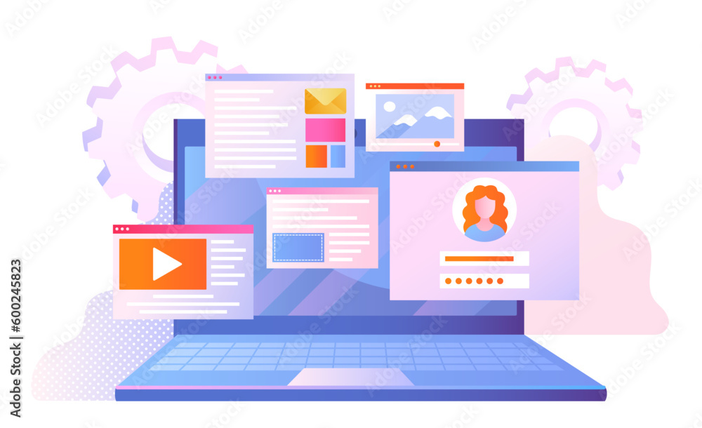 Poster concept of seo. searching engine optimization, promotion of pages and sites on internet. evaluation 