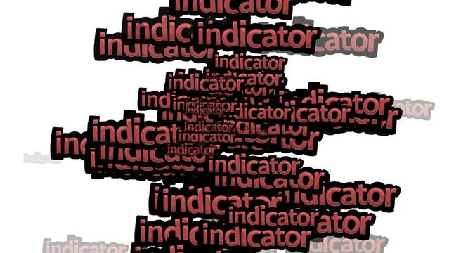 animated video scattered with the words INDICATOR on a white background