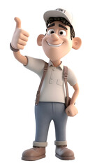 3d male character showing thumbs up, ok symbol, agree, yes etc. generative ai