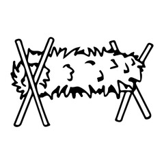 Hay is stacked in the feeder. Livestock feed. Farm. Agricultural buildings. A set of items for the farm. Wind illustration isolated on white background.