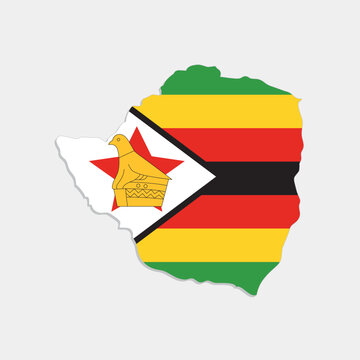 recommend clip art: zimbabwe map with flag on gray background