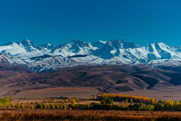 Autumn mountains landscape in Kyrgyzstan